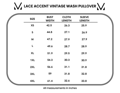 IN STOCK Lace Accent Vintage Wash Pullover - Black