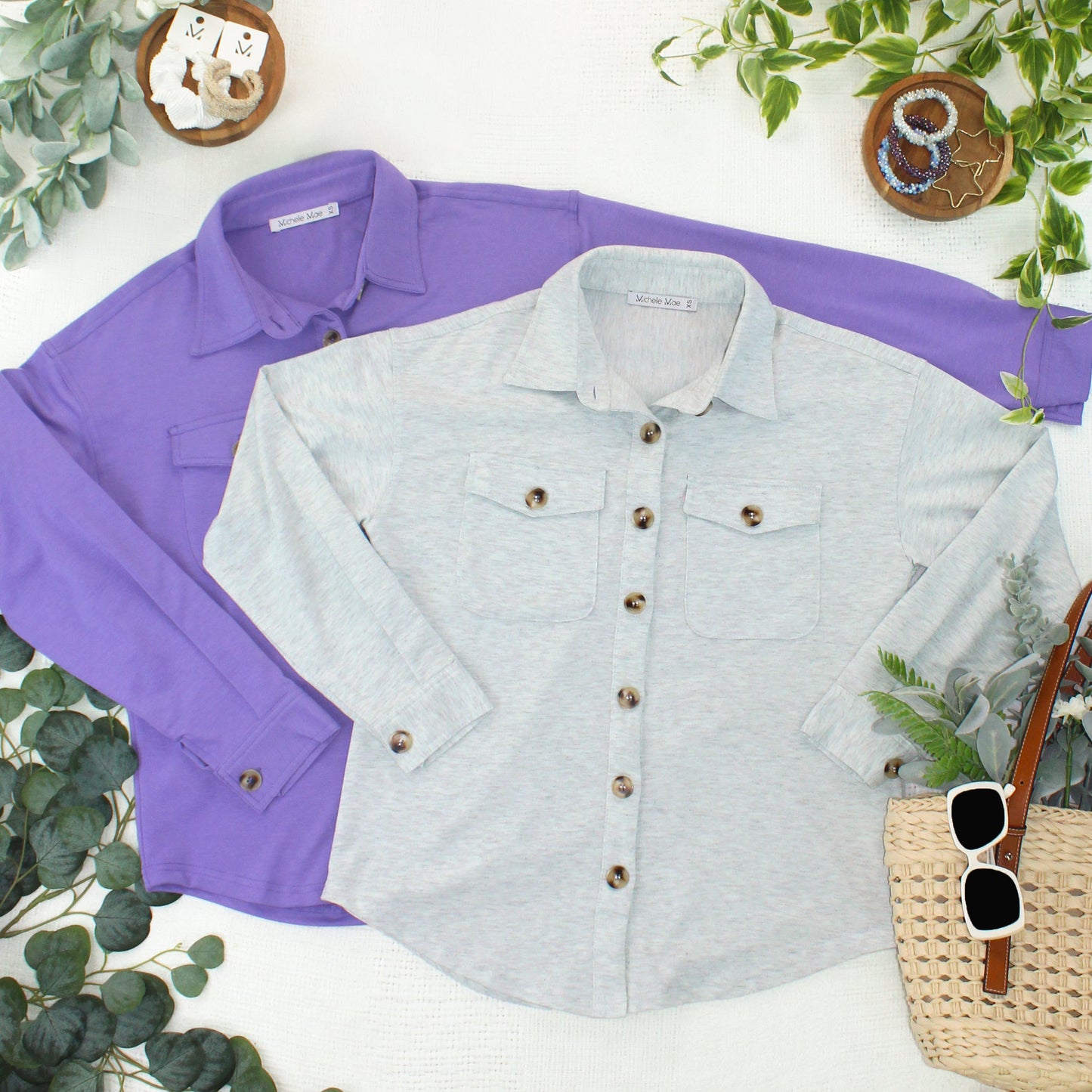 IN STOCK Brenna Button Down Top - Grey FINAL SALE