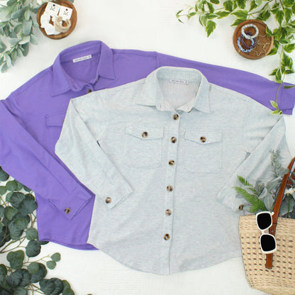IN STOCK Brenna Button Down Top - Grey FINAL SALE