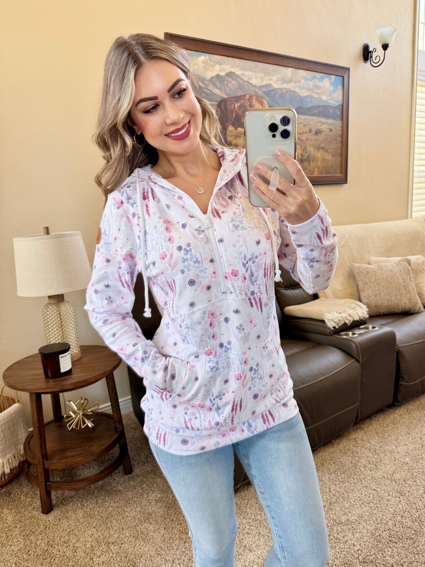 IN STOCK HalfZip Hoodie - Wildflower Gardens FINAL SALE