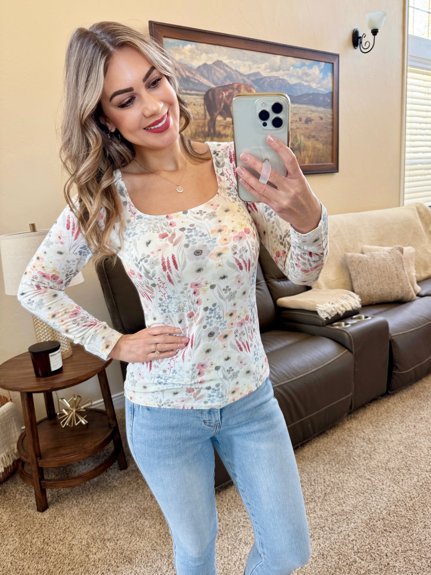 IN STOCK Alyssa Long Sleeve Top - Wildflower Gardens