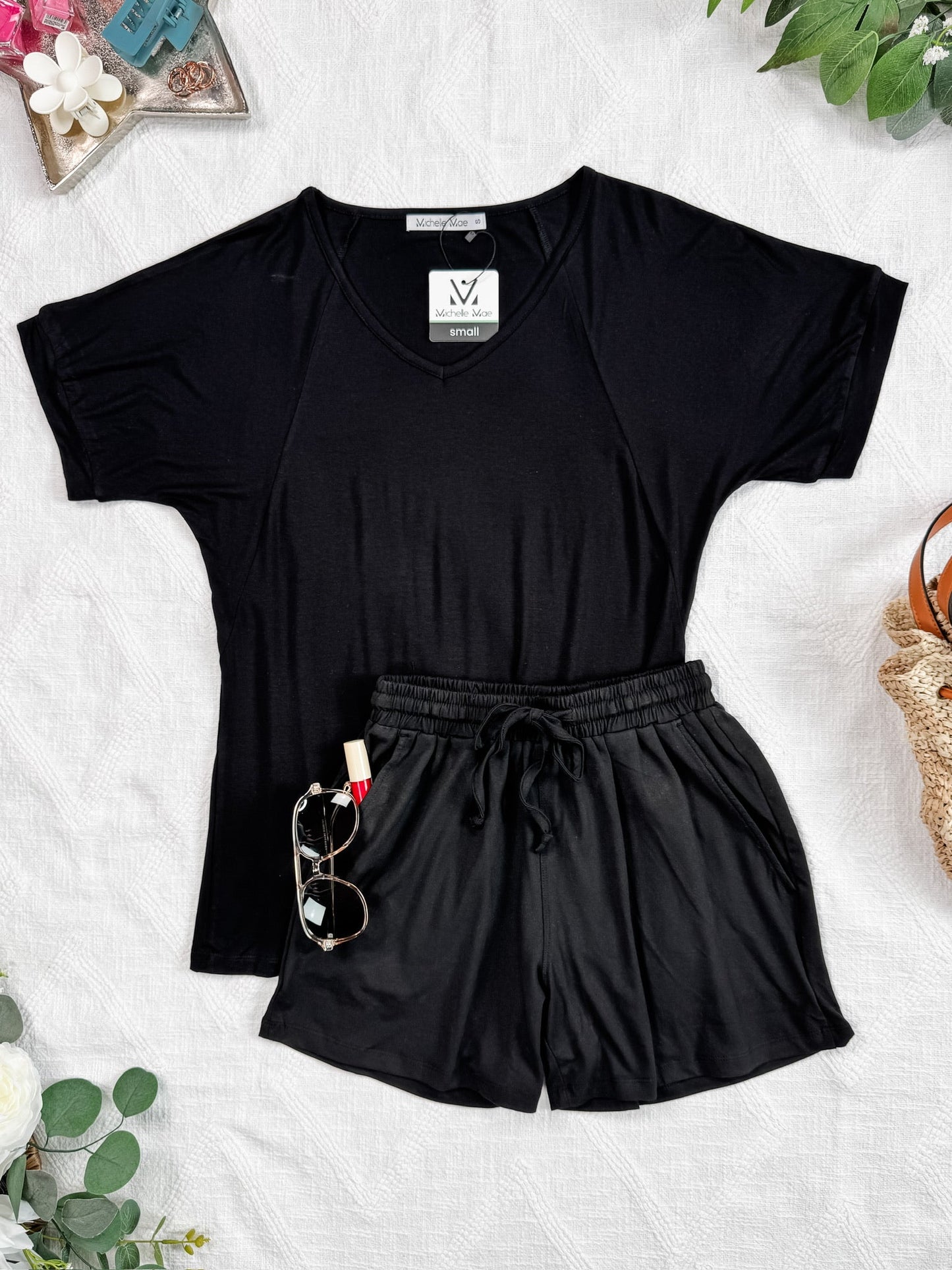 IN STOCK Bamboo V Neck Tee - Black FINAL SALE