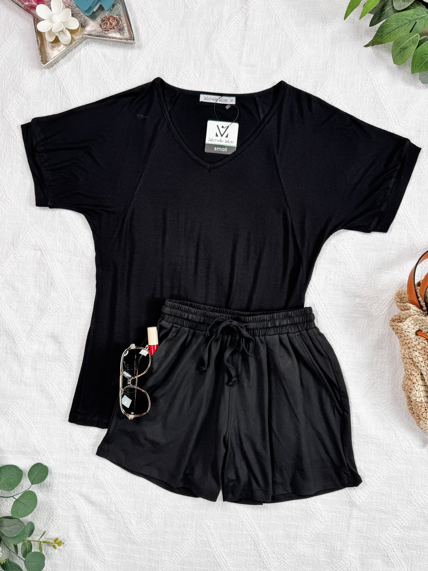 IN STOCK Bamboo V Neck Tee - Black FINAL SALE