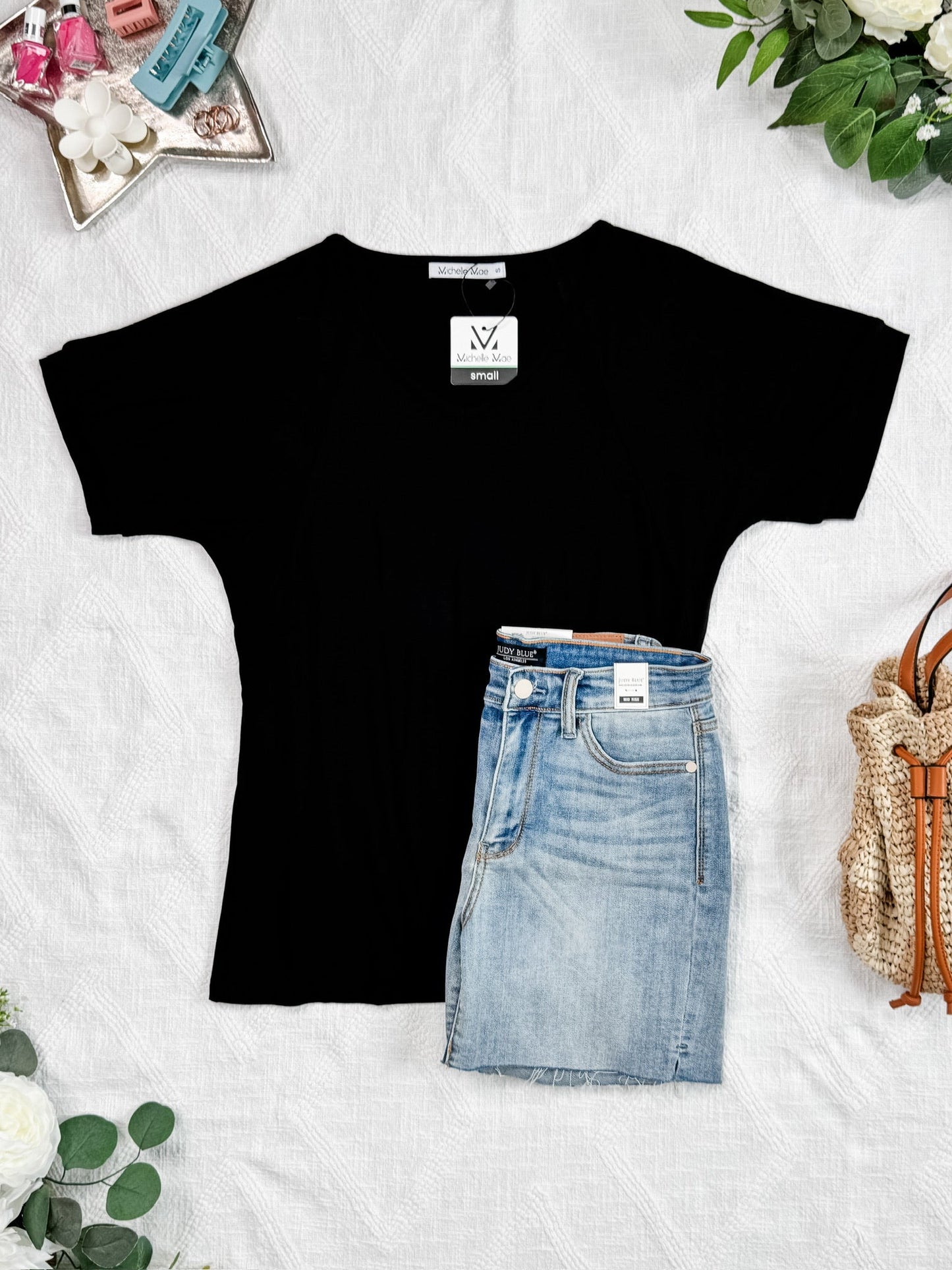 IN STOCK Bamboo V Neck Tee - Black FINAL SALE