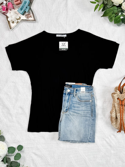 IN STOCK Bamboo V Neck Tee - Black FINAL SALE