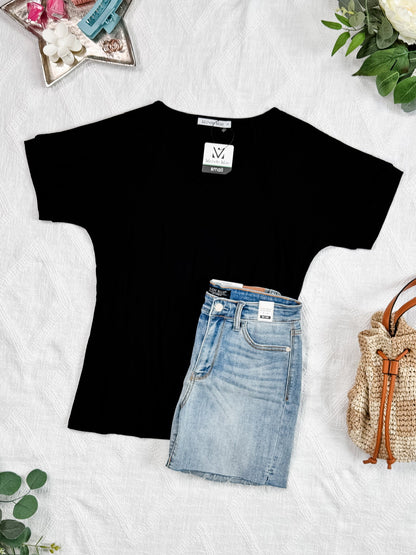 IN STOCK Bamboo V Neck Tee - Black FINAL SALE