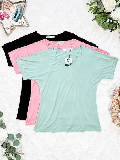 IN STOCK Bamboo V Neck Tee - Black FINAL SALE