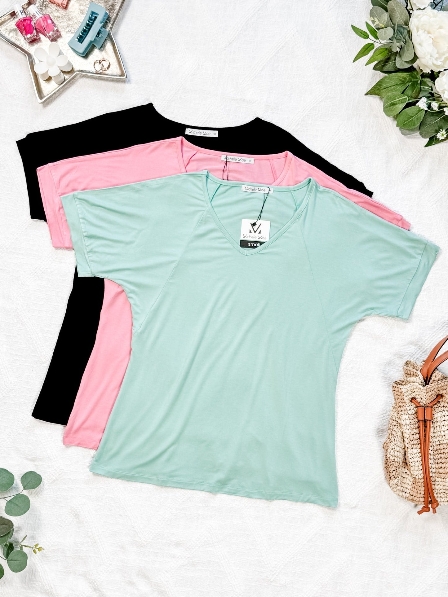 IN STOCK Bamboo V Neck Tee - Black FINAL SALE