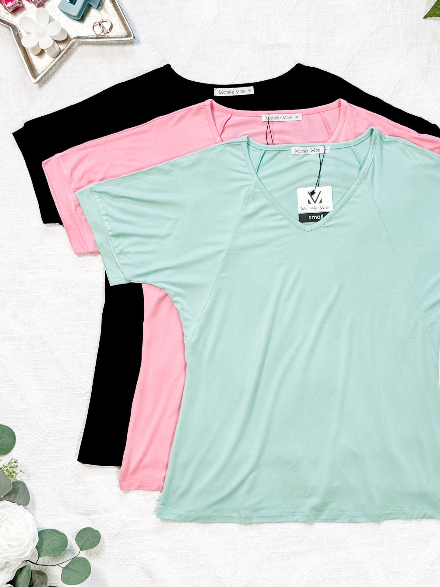 IN STOCK Bamboo V Neck Tee - Black FINAL SALE