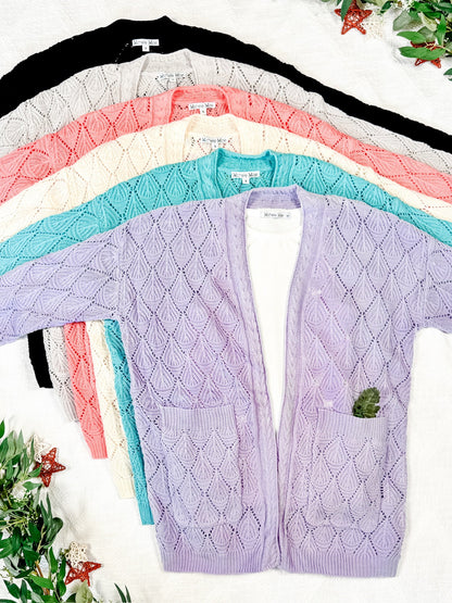 IN STOCK Open Knit Cardigan - Black