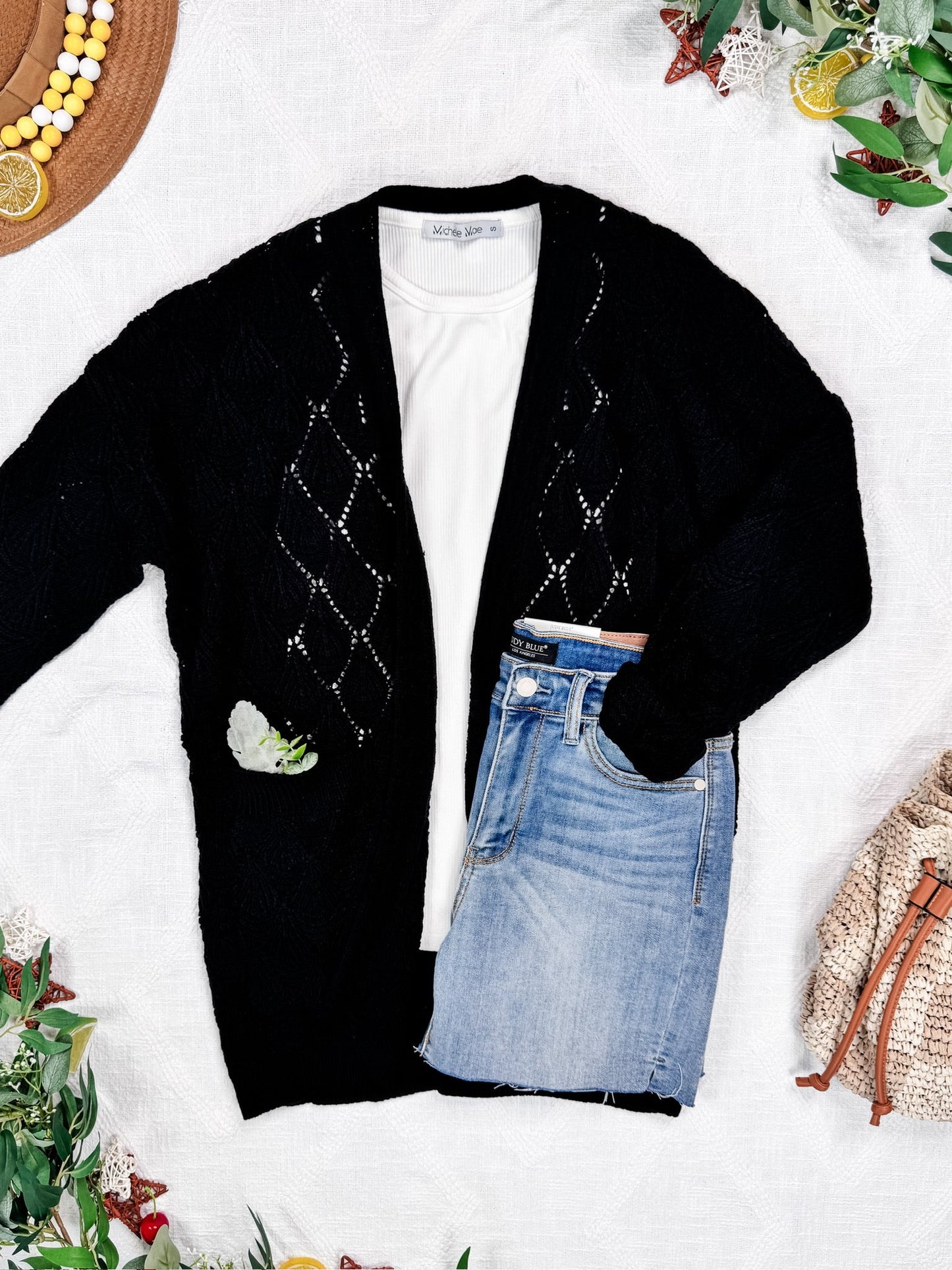 IN STOCK Open Knit Cardigan - Black