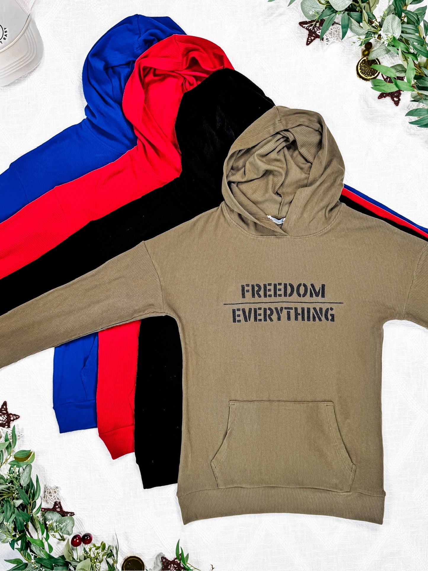 IN STOCK Corrine Embroidered Hoodie - Freedom Over Everything FINAL SALE