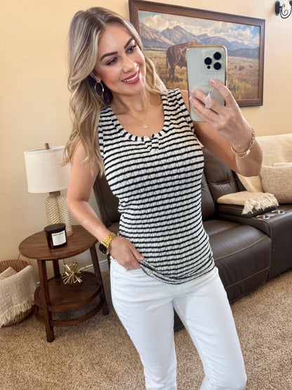 IN STOCK Stella Striped Tank - Black FINAL SALE