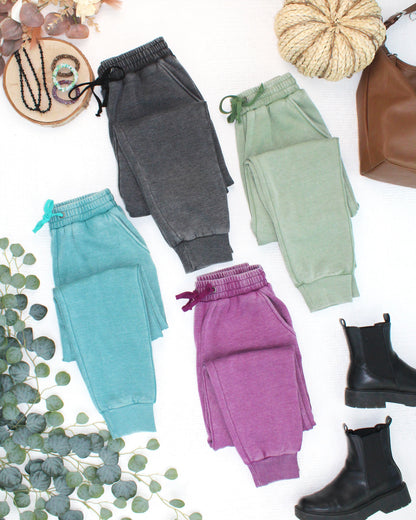 IN STOCK Vintage Wash Joggers - Teal