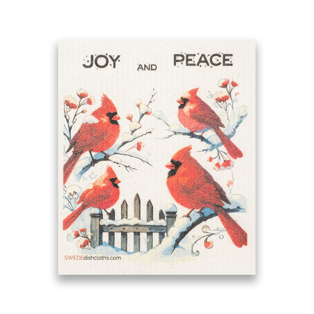 Swedish Dishcloth Christmas 4 Cardinals
