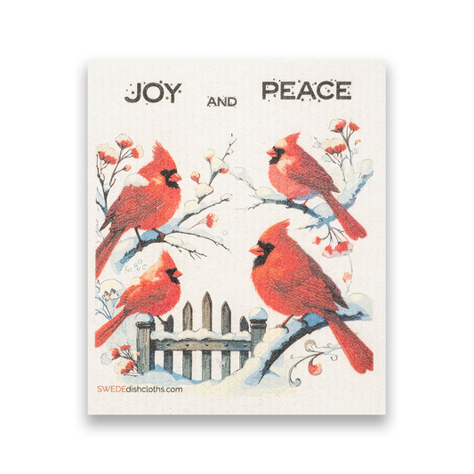 Swedish Dishcloth Christmas 4 Cardinals