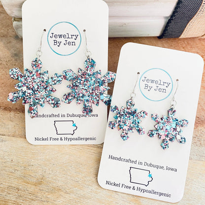 Snowflake Earrings: Mermaid Glitter - Holden Hearts