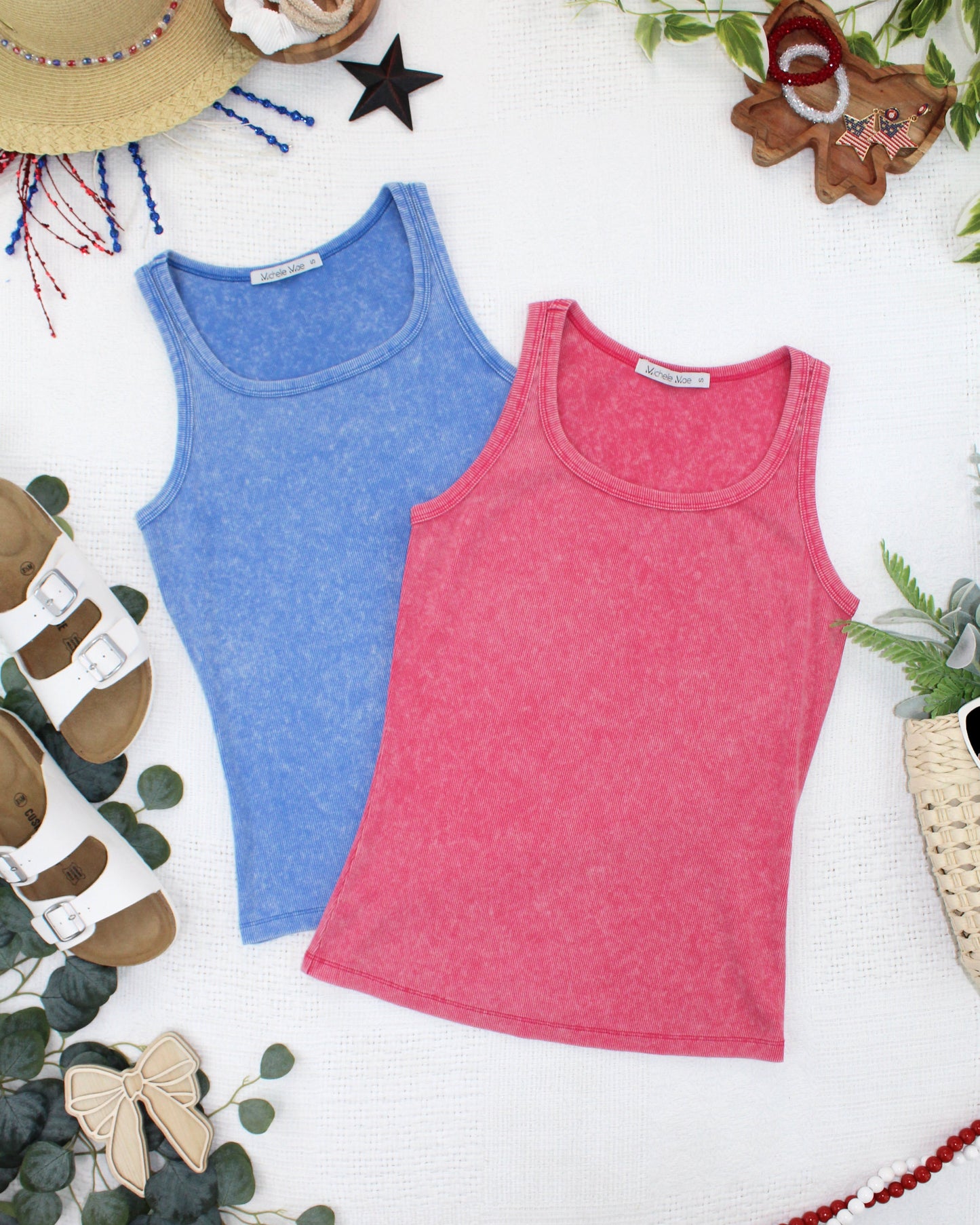 IN STOCK Audrey Vintage Wash Tank - Red FINAL SALE