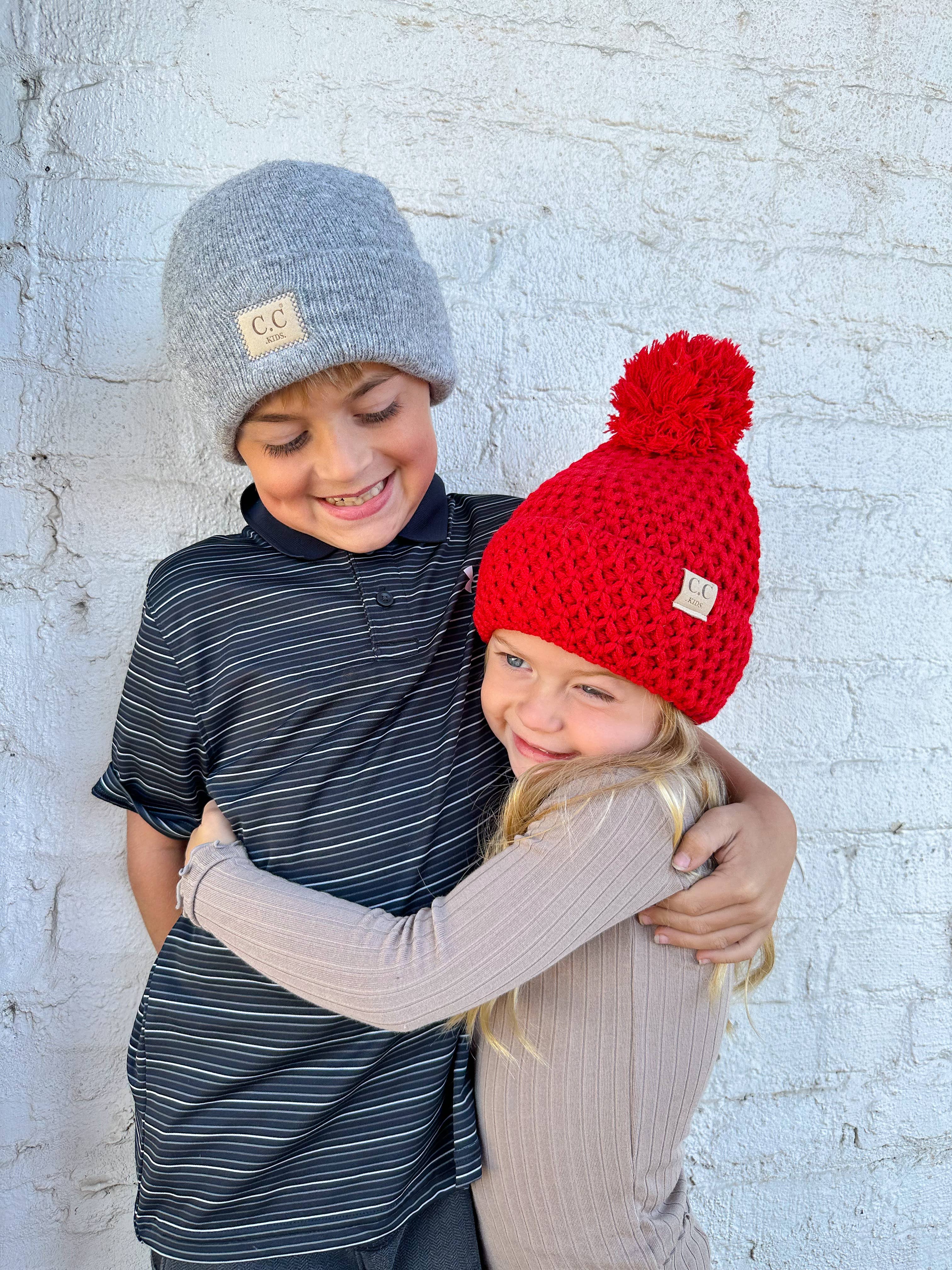 Kids' Soft Ribbed Leather Patch C.C. Beanie - Holden Hearts