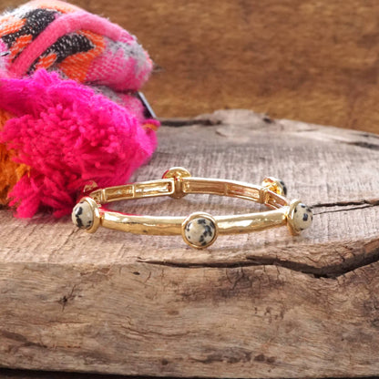 Jeweled Golden Bangle with semi precious stone dots - Holden Hearts
