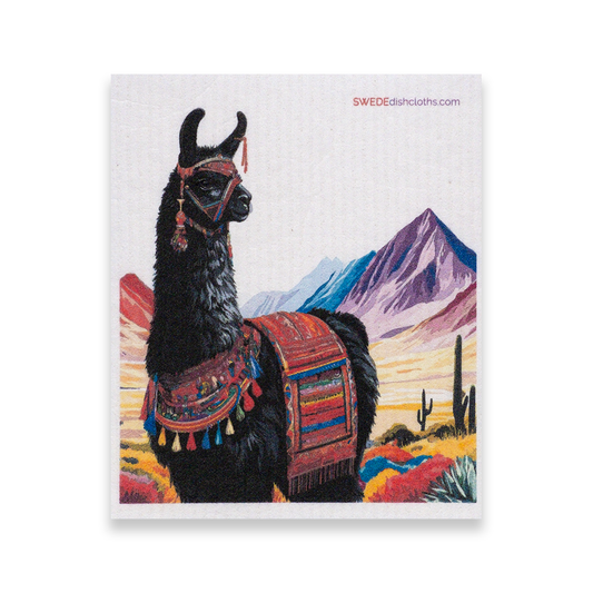 Swedish Dishcloth Black Llama
