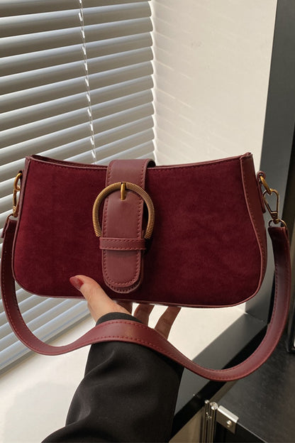 Elegant Suede Retro Buckle Bag