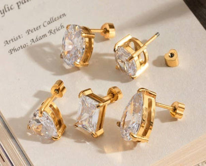 STAINLESS STEEL SCREW BACK POST STUD EARRINGS | 40E473