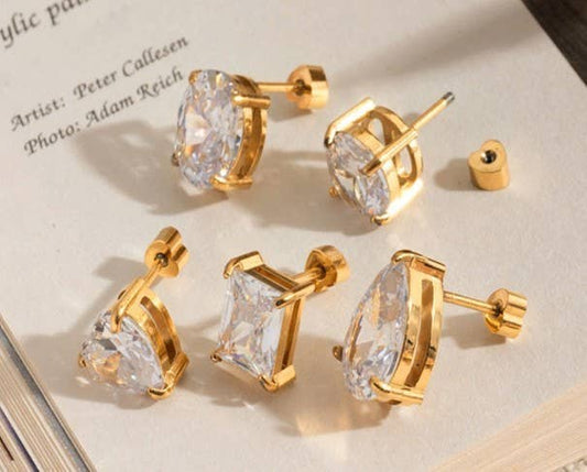 STAINLESS STEEL SCREW BACK POST STUD EARRINGS | 40E473