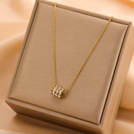 18K STAINLESS STEEL TARNISH FREE BARREL NECKLACE | 40NK9638