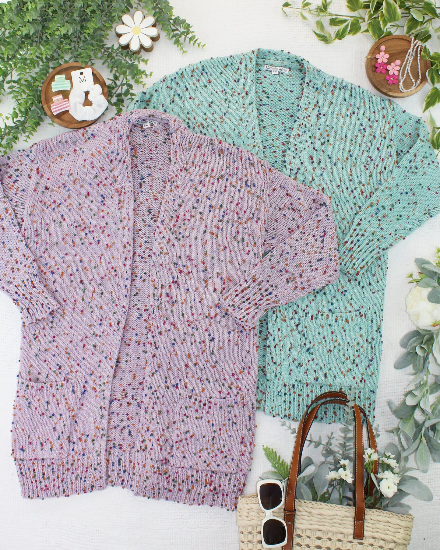 IN STOCK Carly Confetti Dot Cardigan - Aqua Blue FINAL SALE