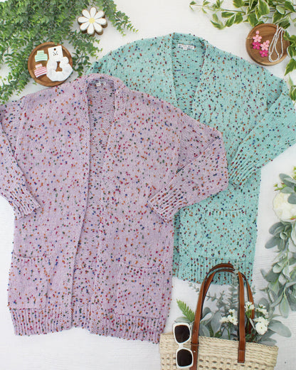 IN STOCK Carly Confetti Dot Cardigan - Aqua Blue FINAL SALE