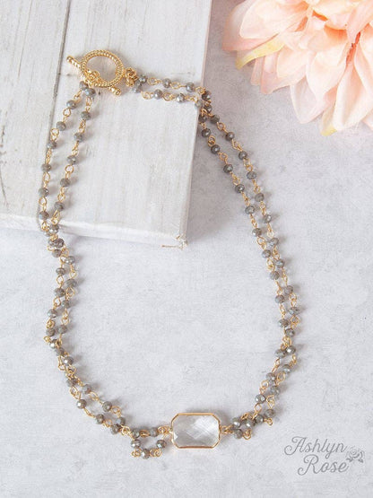 So Dainty & Sweet Grey Beaded Necklace with Pendant - Holden Hearts