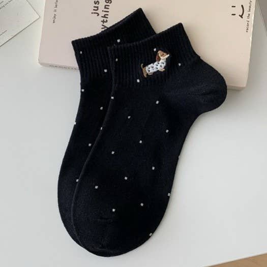 WOMAN DOG POLKA DOT ANKLE THROWBACK SOCKS | 40S02070