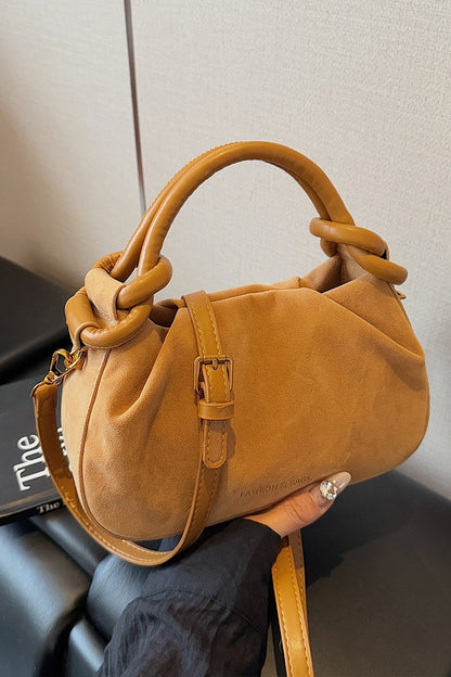 Rouched Suede Tote Handbag