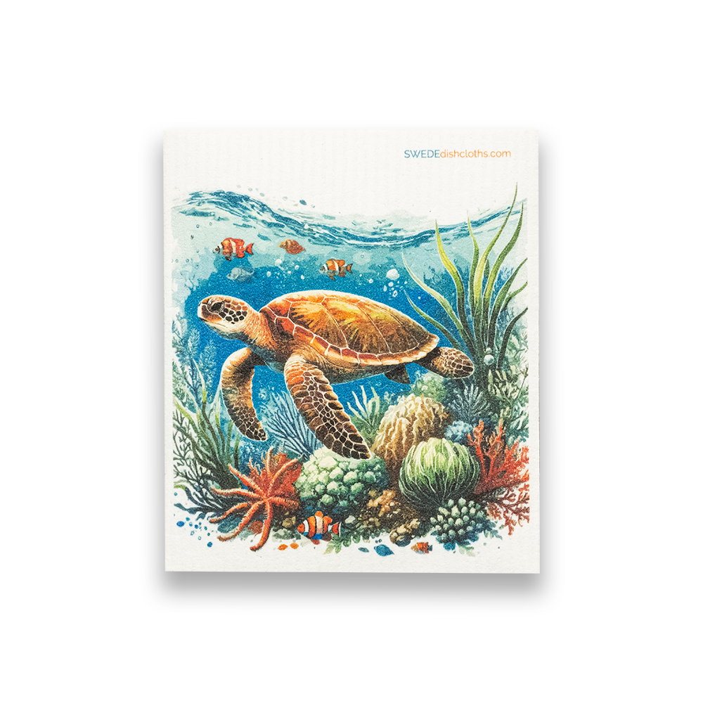 Swedish Dishcloth Big Turtle with fish
