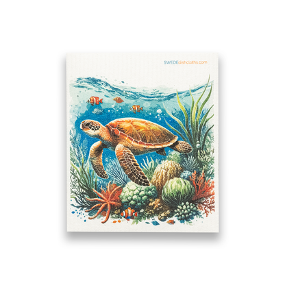 Swedish Dishcloth Big Turtle with fish