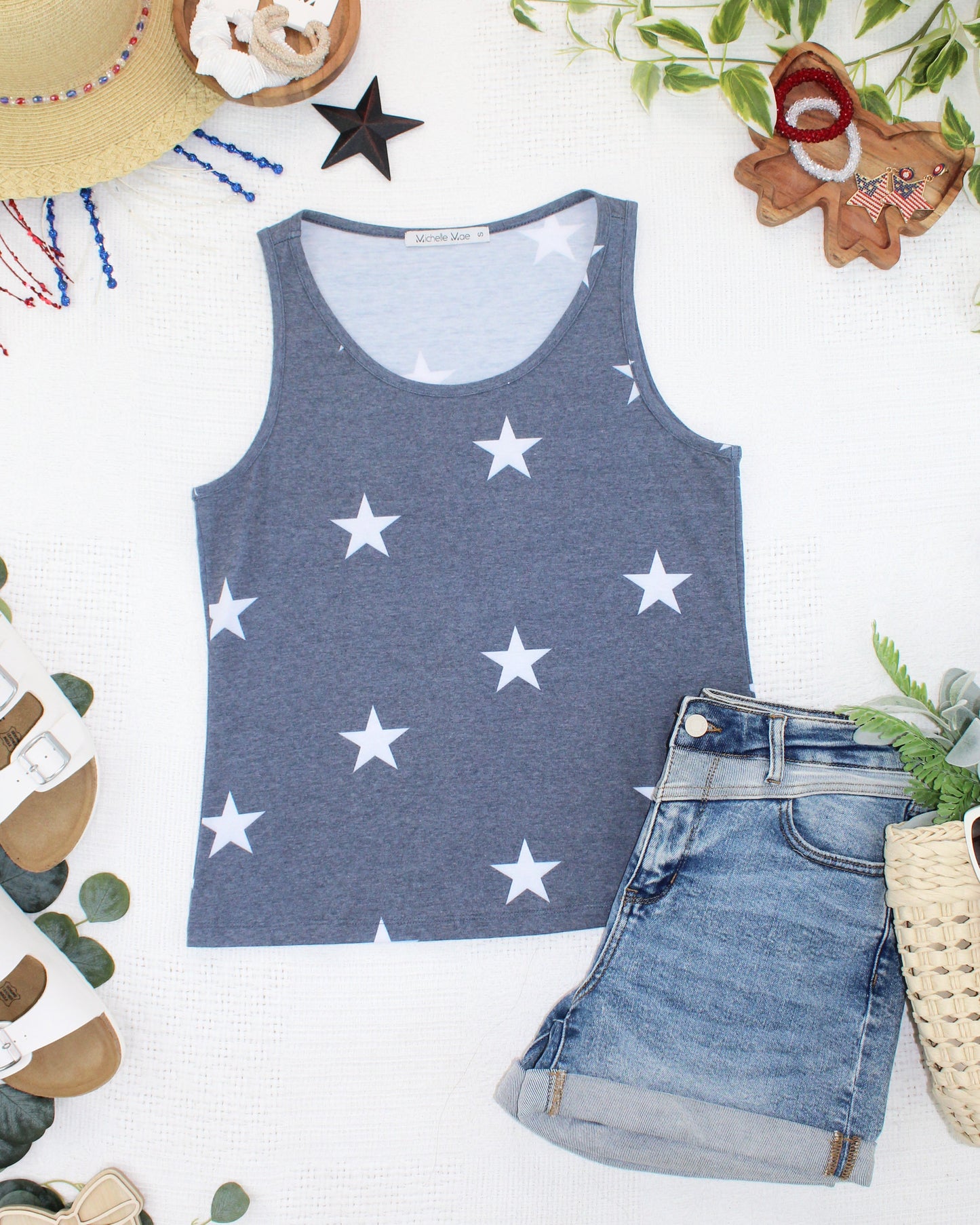 IN STOCK Faded Navy Stars Tank Crew Neck FINAL SALE