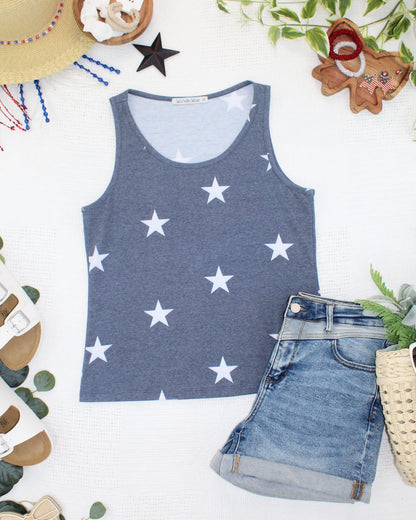 IN STOCK Faded Navy Stars Tank Crew Neck FINAL SALE