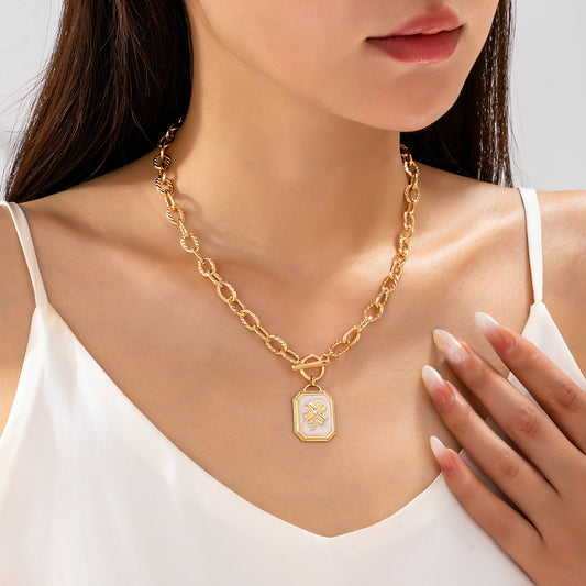 Four-leaf Clover Toggle Necklace