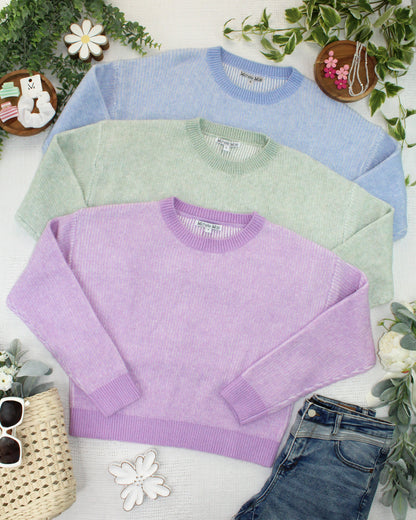 IN STOCK Josie Cozy Crew Sweater - Sky Blue FINAL SALE