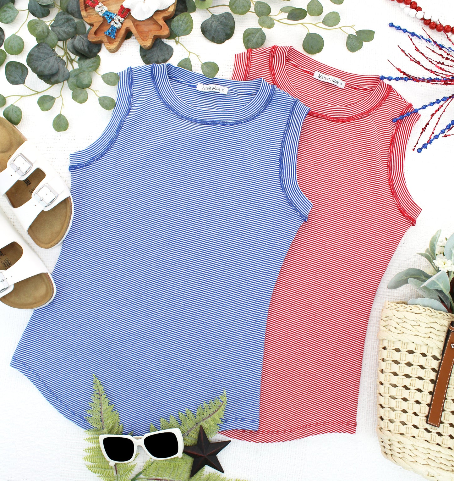IN STOCK Morgan Micro Striped Tank - Blue FINAL SALE
