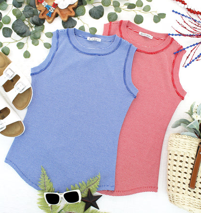 IN STOCK Morgan Micro Striped Tank - Blue FINAL SALE