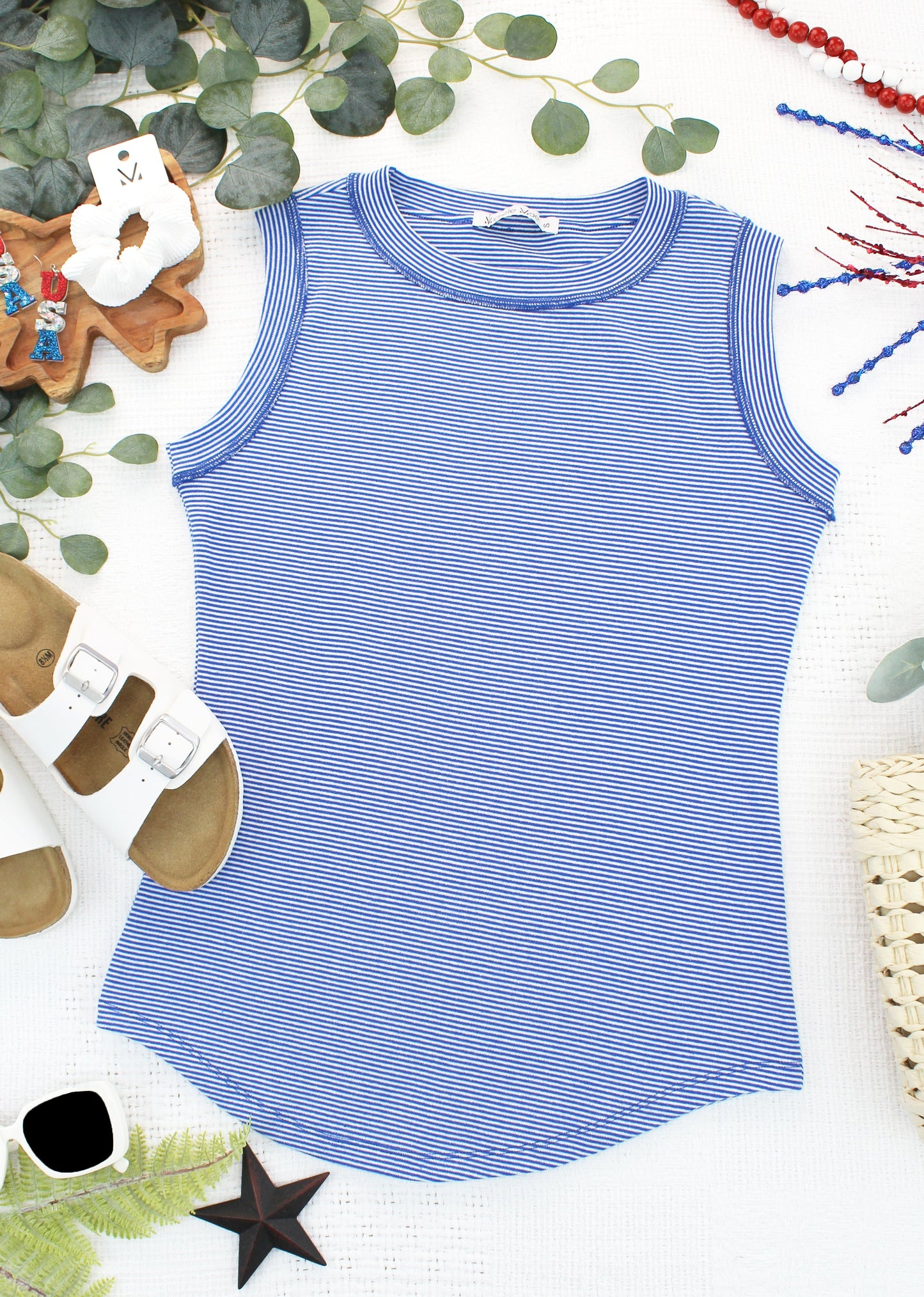 IN STOCK Morgan Micro Striped Tank - Blue FINAL SALE