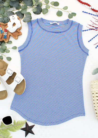 IN STOCK Morgan Micro Striped Tank - Blue FINAL SALE
