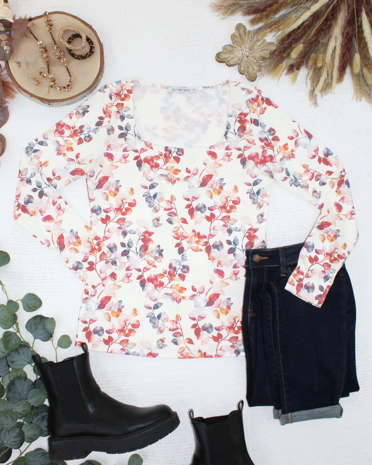 IN STOCK Alyssa Long Sleeve Top - Autumn Watercolor