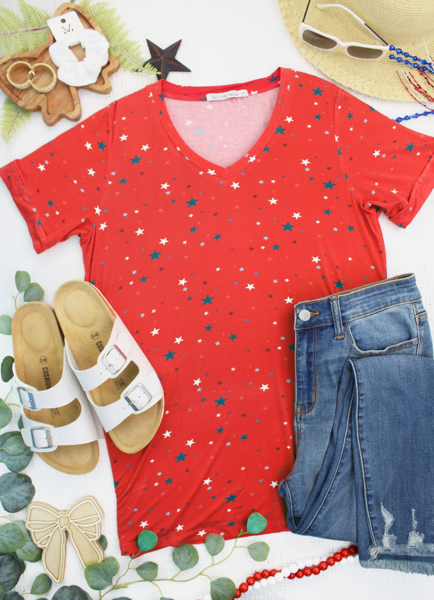 *Sophie Top - Red Liberty Stars*