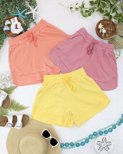IN STOCK French Terry Stevie Shorts - Lemon FINAL SALE