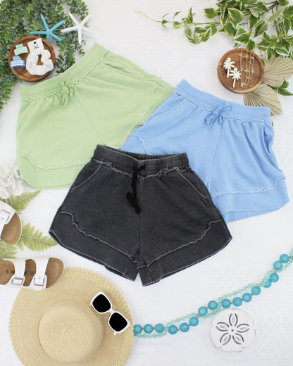 IN STOCK French Terry Stevie Shorts - Dusty Blue FINAL SALE
