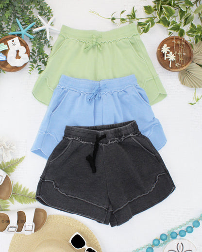 IN STOCK French Terry Stevie Shorts - Dusty Blue FINAL SALE