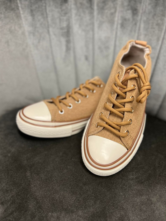 Tackle the Day Tan Sneakers - Holden Hearts